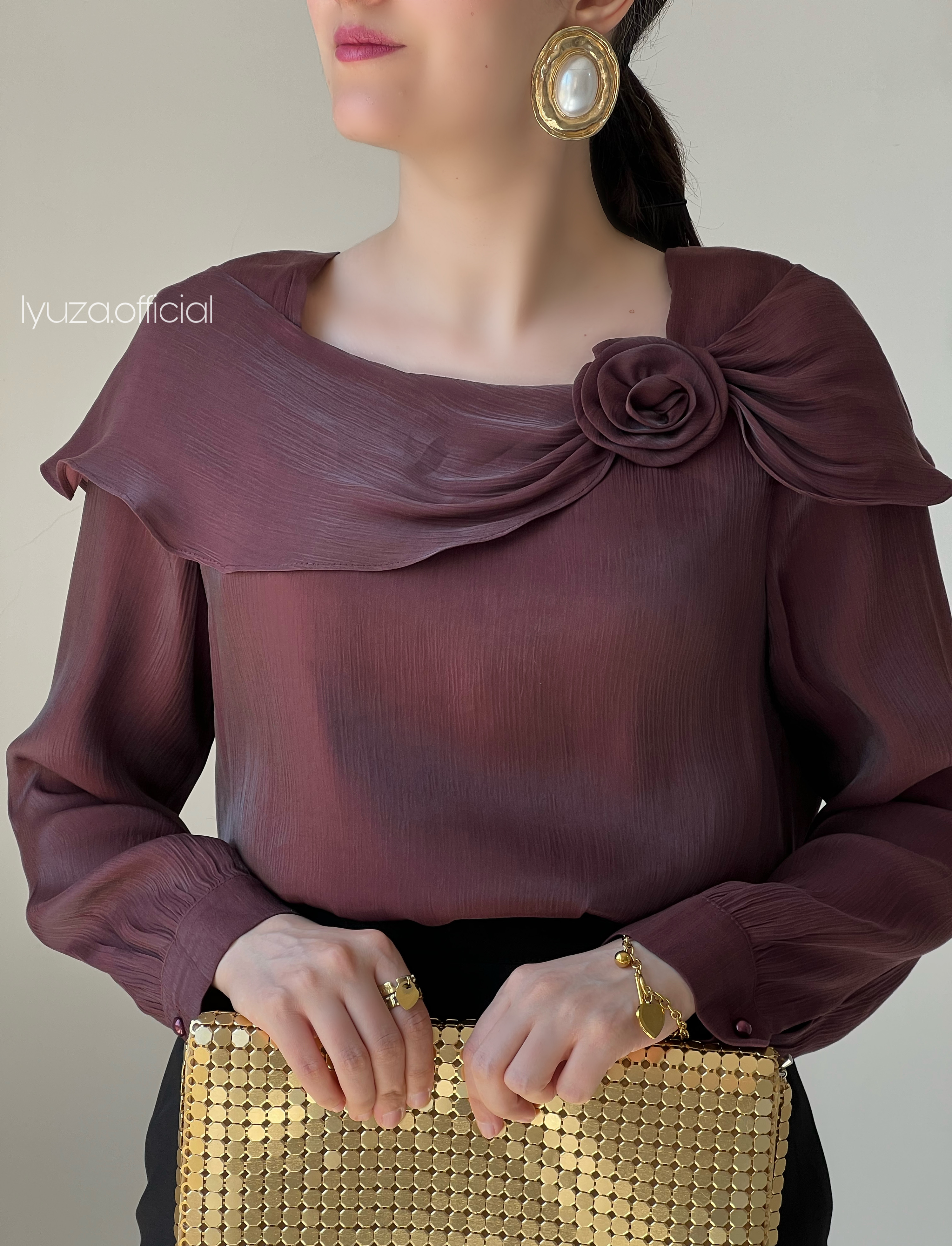 شومیز زرشکی وارداتی حریرساتن