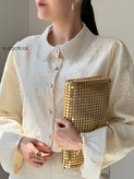 شومیز یقه مرواریدی و ملیله دوزی در ۴ رنگ
